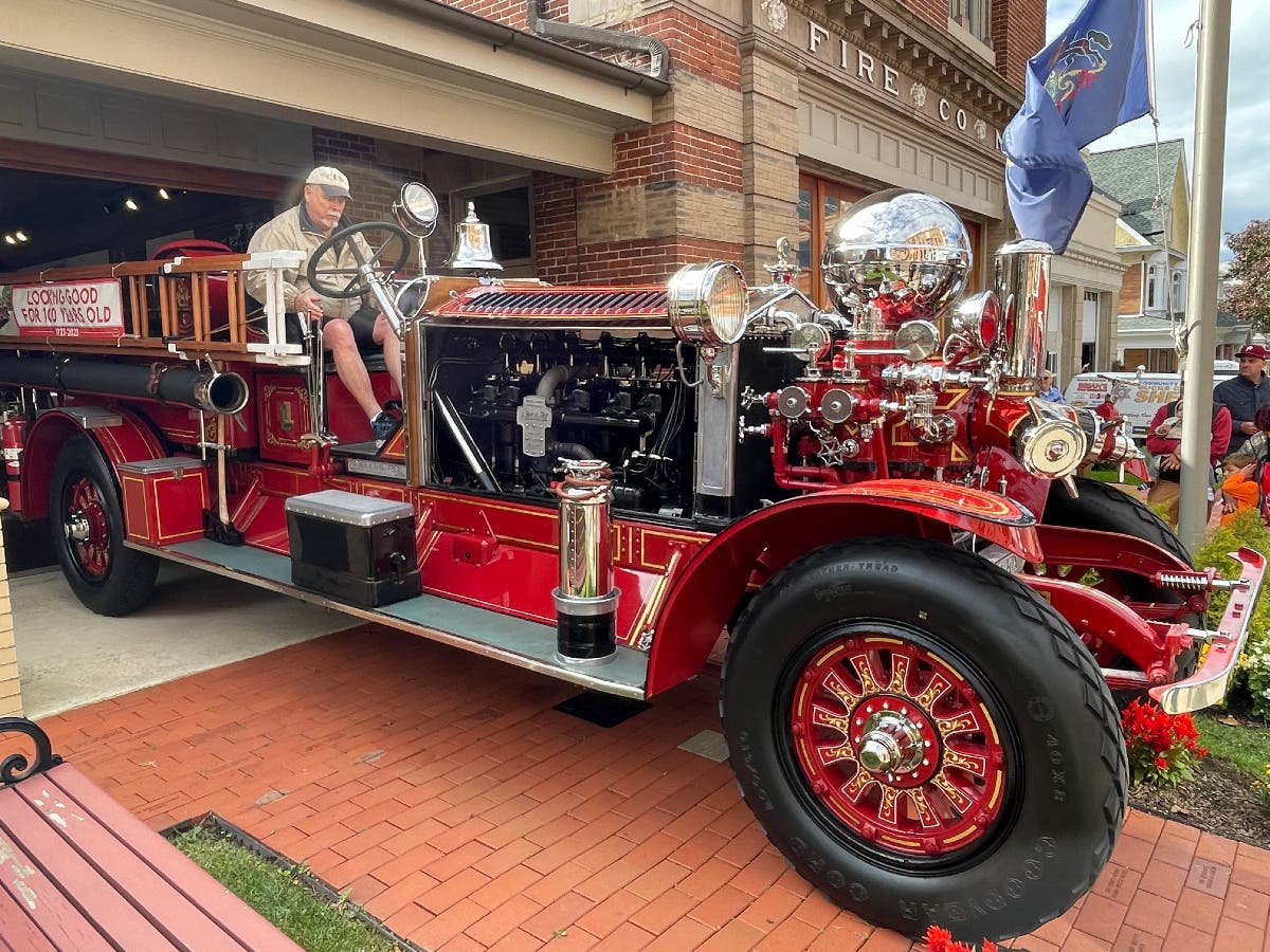 The 1923 Ahrens-Fox at the Shewell fire station.