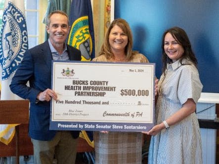 State Senator Steve Santarsiero, Kimberly Everett, Executive Director, BCHIP and Margaret Brown, Blue Zones, VP Business Development.