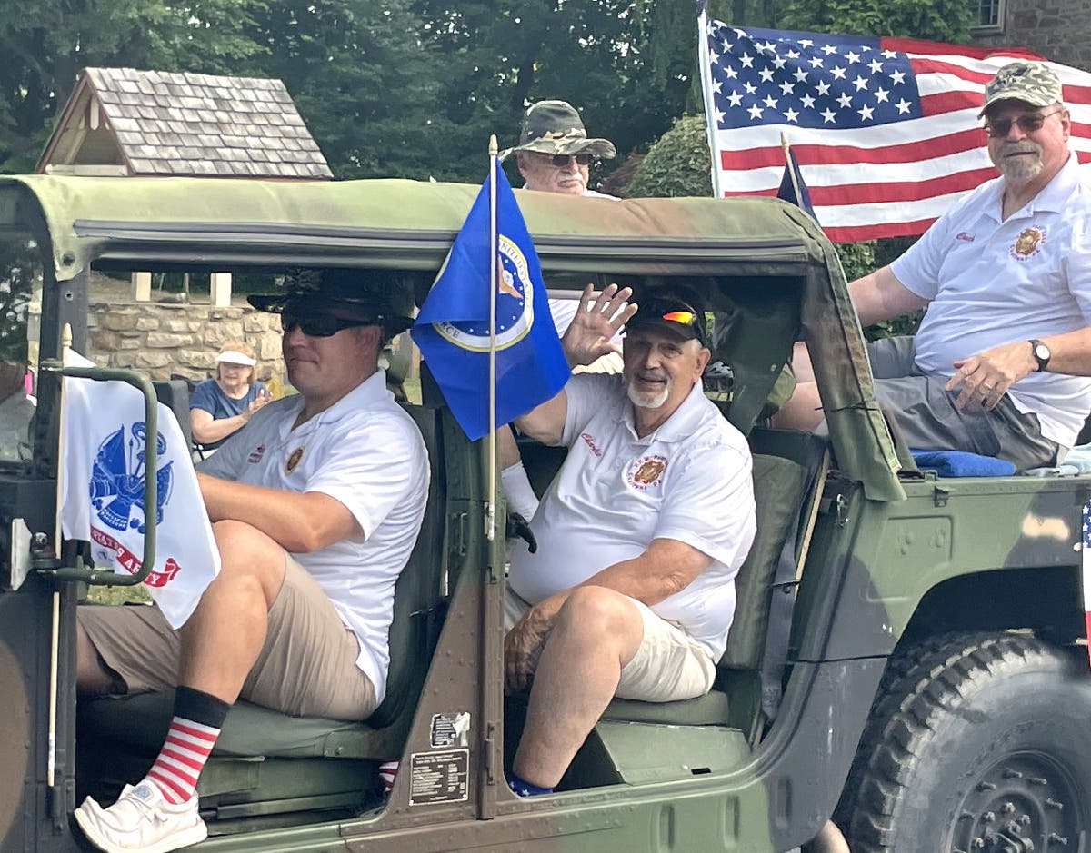 Bucks County veterans ride by.