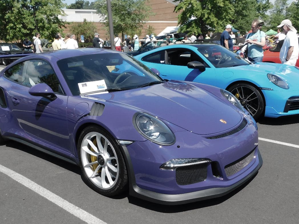 Luxury high-performance sports cars on display at the 2023 New Hope Auto Show.