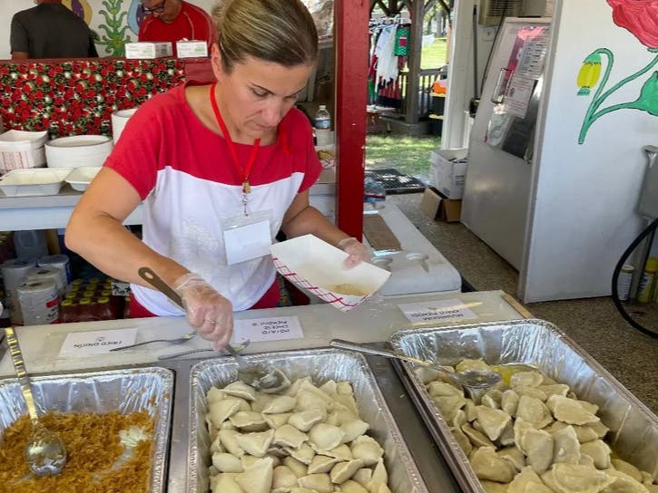 The homemade Polish potato peirogi and sour cream stand is always a popular stop for festival goers. 