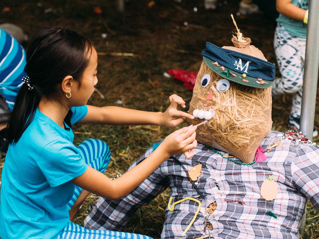 Scarecrow making at Peddler's Village.
