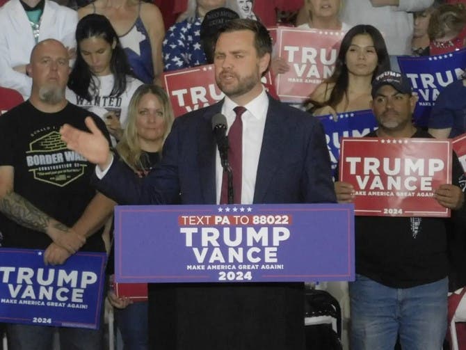JD Vance at a rally in September at the Newtown Sports and Events Center.