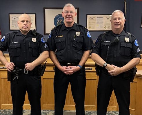 From left are Corporal Duncan, Chief Clowser and Corporal Michie.