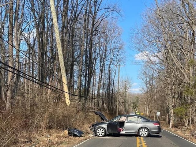 Car Crashes Into Pole, Driver Injured In Buckingham | Doylestown, PA Patch