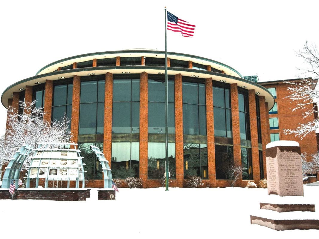 A snowy Bucks County Administrative Center in Doylestown.