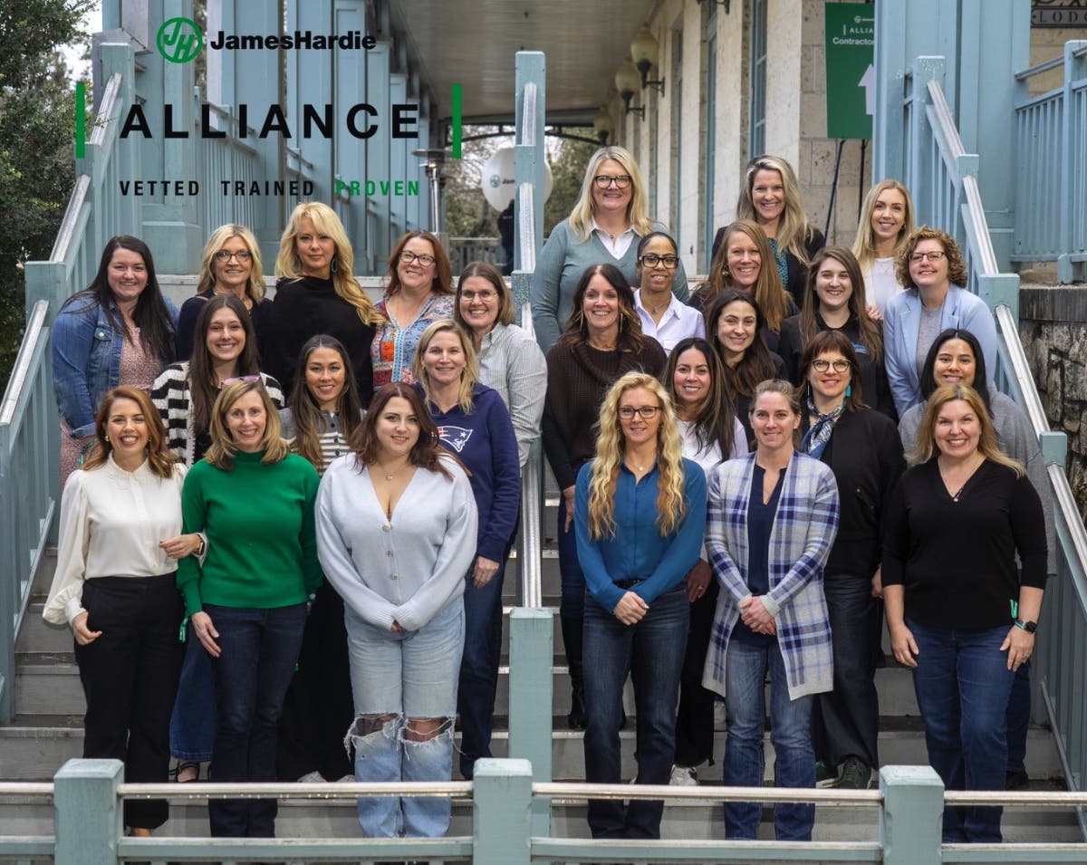 Female leaders in the siding industry, including Stephanie Kennelly of North Point Exteriors in Doylestown, gather during the 2026 national James Hardie Alliance Conference in San Antonio, TX, in January. 