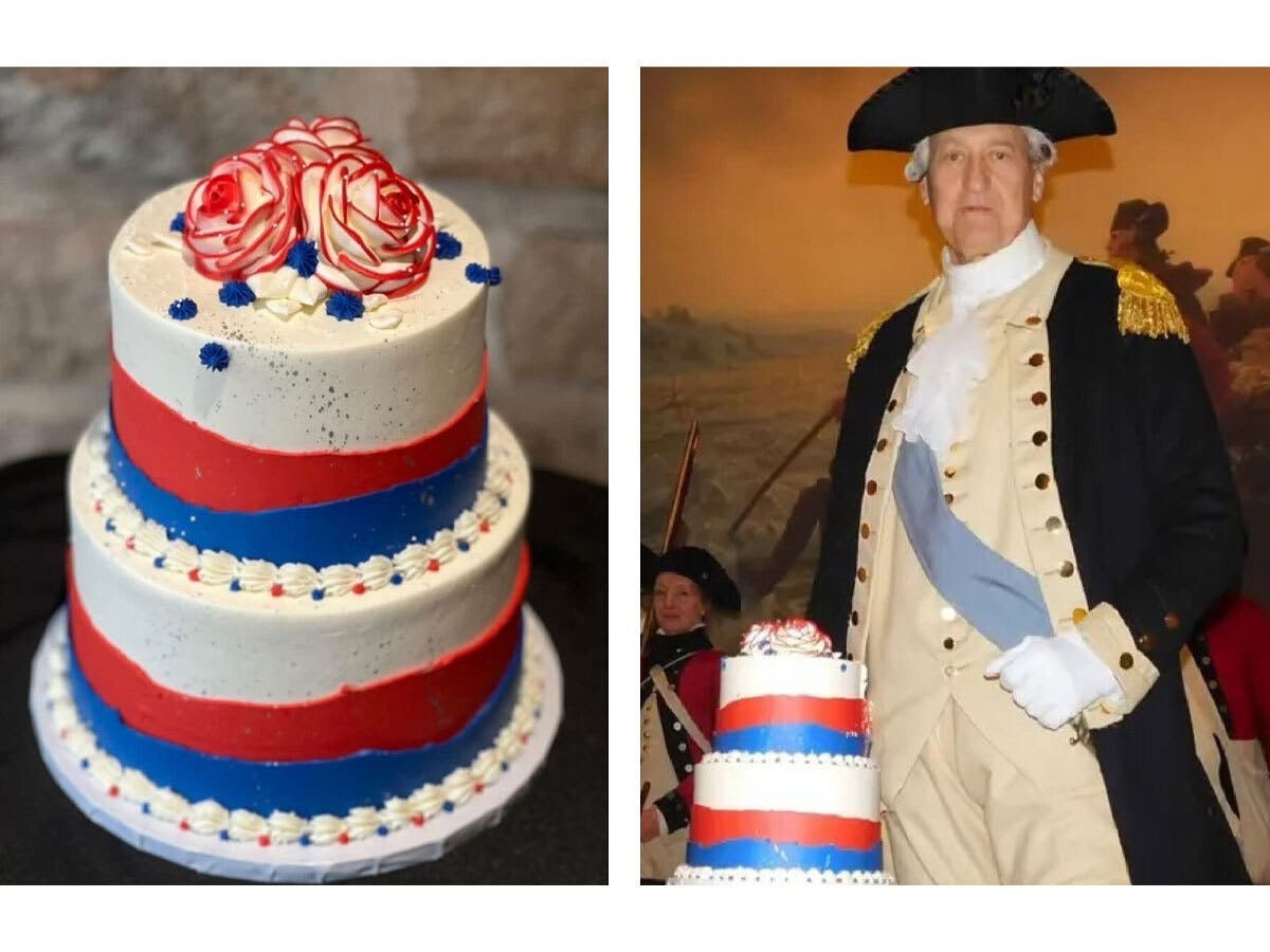 George Washington (John Godzieba) at his birthday celebration in 2025.