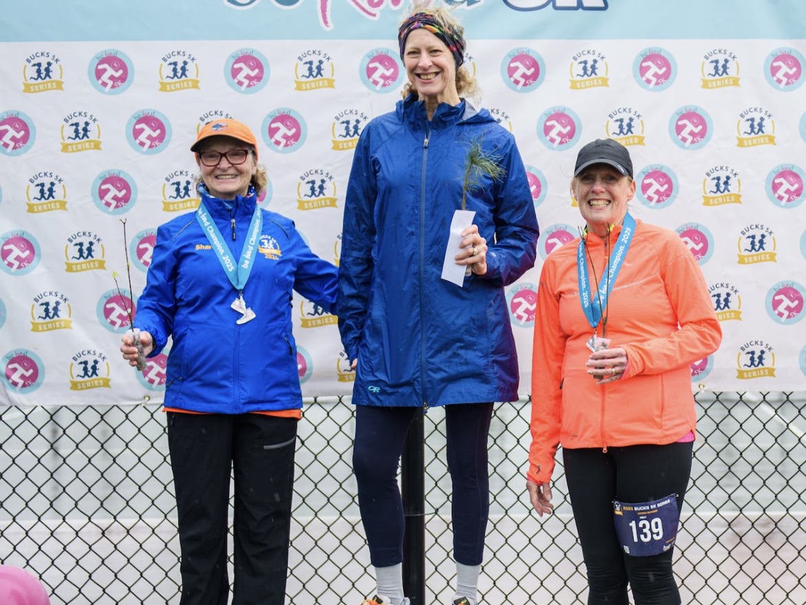 In the winner's circle at the Be Kinds 5K.