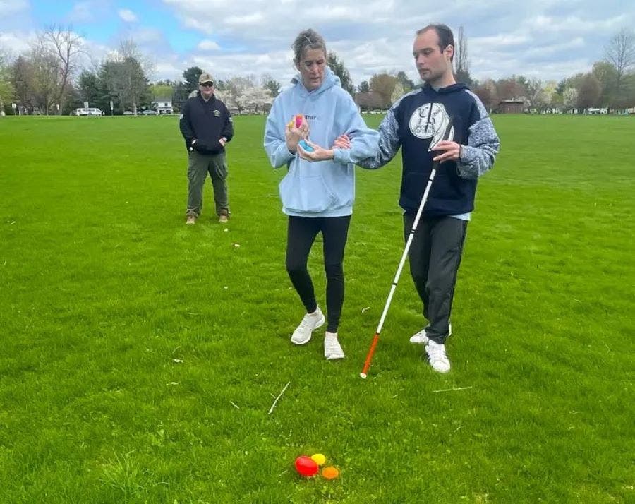Megan and Matthew Pae of Newtown participated in last year's hunt for the blind and visually impaired.