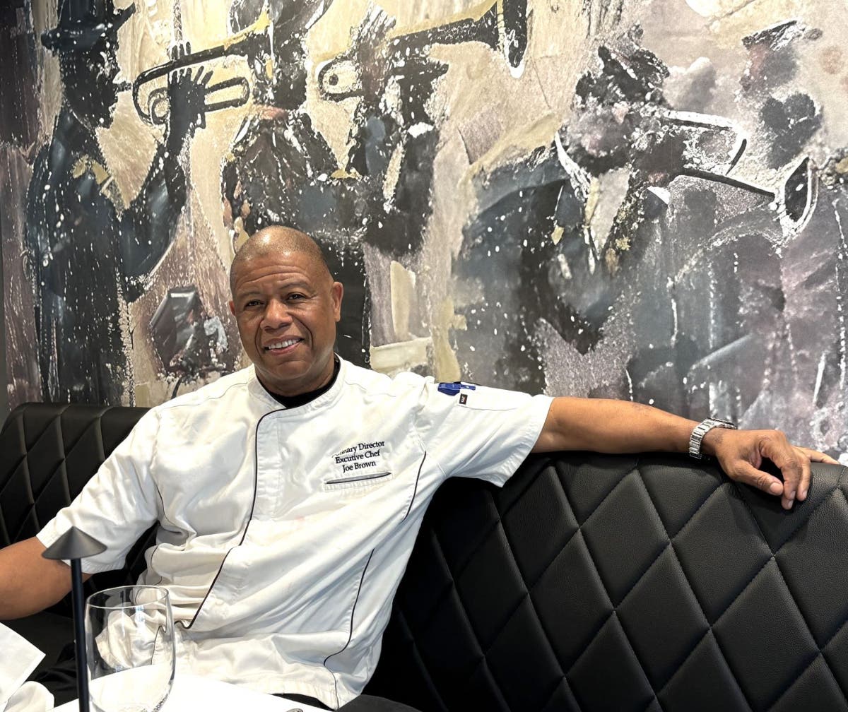 Chef Joe Brown inside his new "Mélange On Sycamore" restaurant in Newtown.