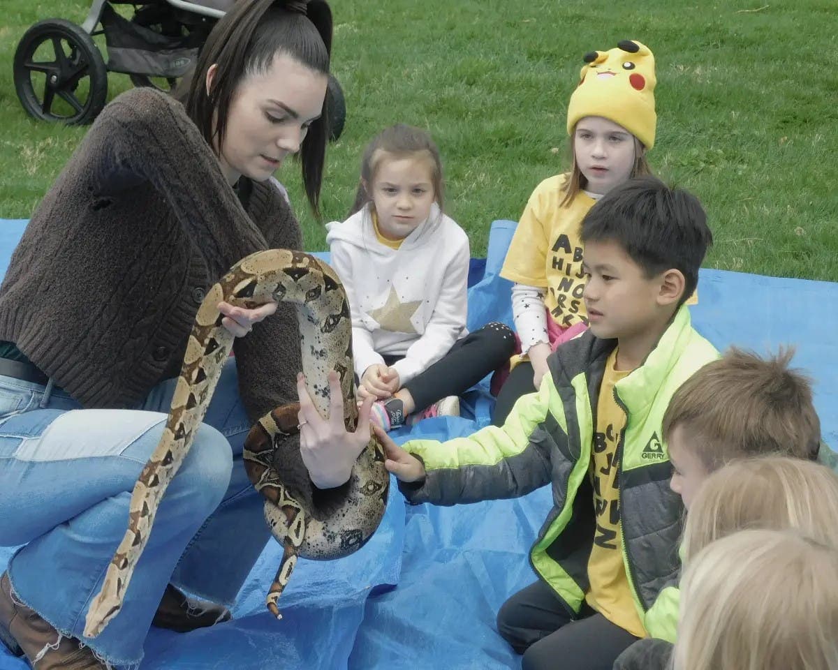 The Barn Nature Center brought a boa constrictor named Pepper to a previous Arbor Day celebration.