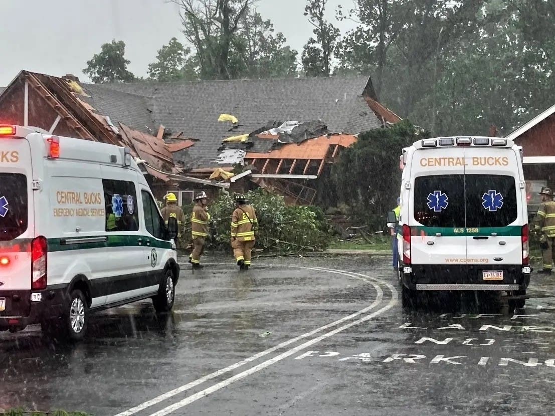 A tornado struck the Doylestown Hospital campus in August 2020, taking off the roof of the Children's Village daycare center.
