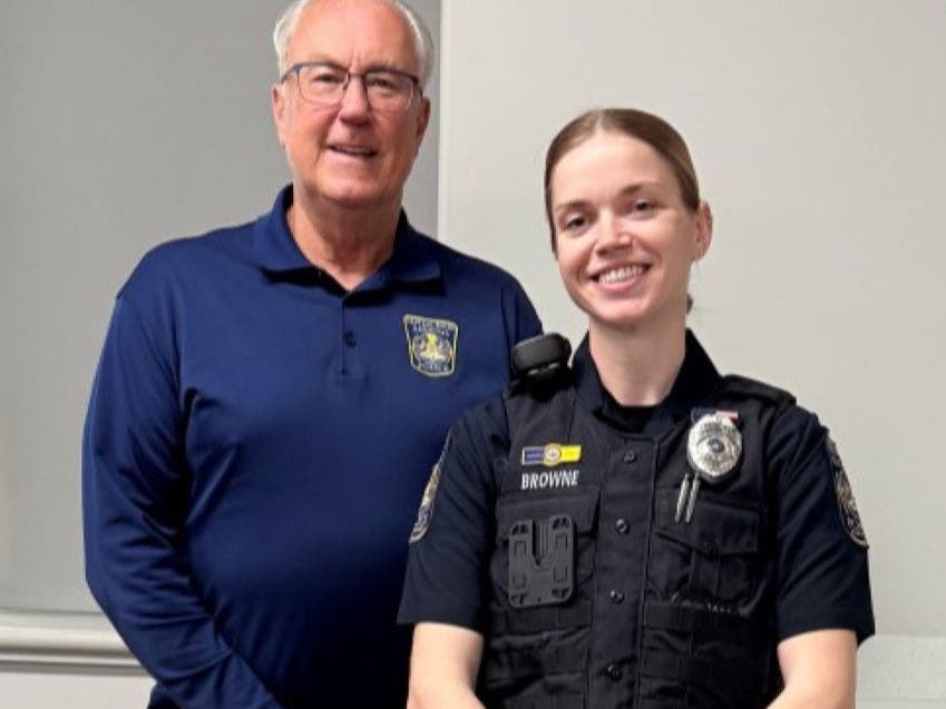 Central Bucks Regional Police Chief Karl Knott with Officer Rhiannon Browne.
