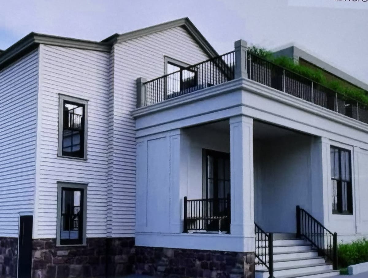 This shows the proposed new main entrance vestibule to the restaurant.