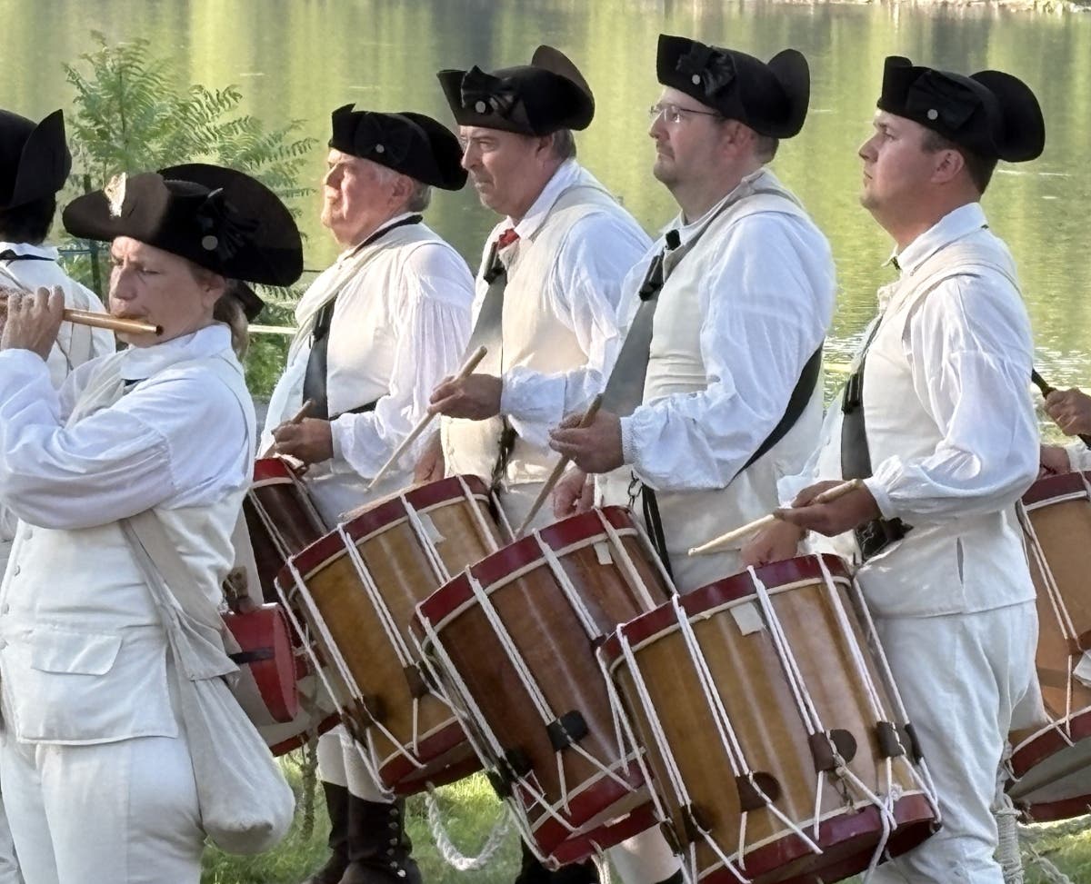 The Washington Crossing Fife & Drum Corps performs on Independence Day at Washington Crossing Historic Park.