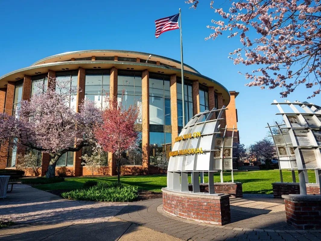 The courtyard of the Bucks County Administration building in Doylestown.