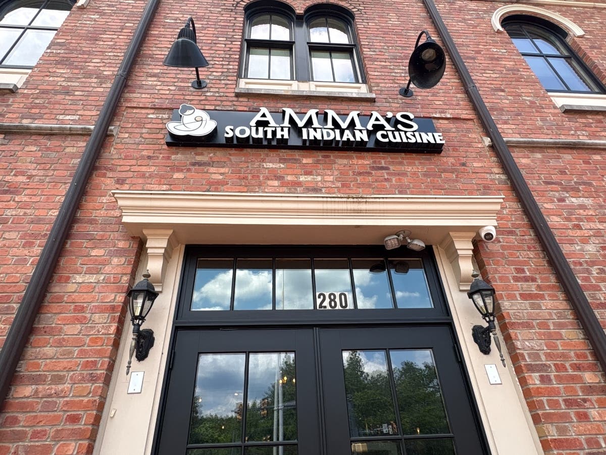 Amma's South Indian Cuisine is located next to Jules Thin Crust Pizza at the Goodnoe Corner Shopping Center.