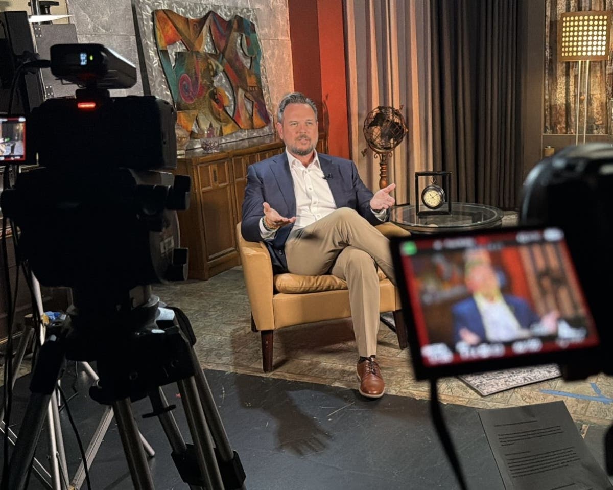 Mark Byelich films his part in the upcoming film, "The Director's Cut of Beyond the Secret."