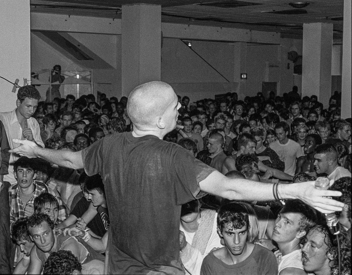 A photo exhibit of the American hardcore punk rock scene in the 80s is now on view at a Doylestown cafe. Shown is Minor Threat, an American hardcore punk band formed in 1980 in Washington, D.C., by vocalist Ian MacKaye and drummer Jeff Nelson. 
