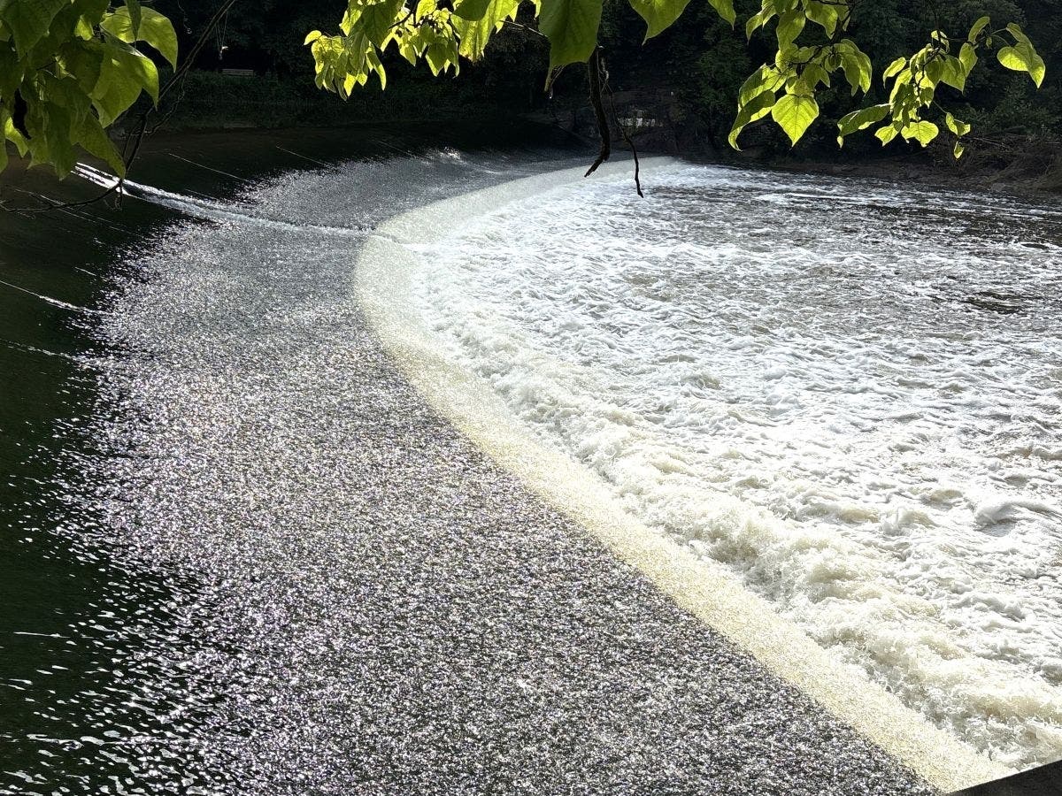 The Spring Garden Dam looking from Northampton Township across the Neshaminy Creek to Newtown Township.