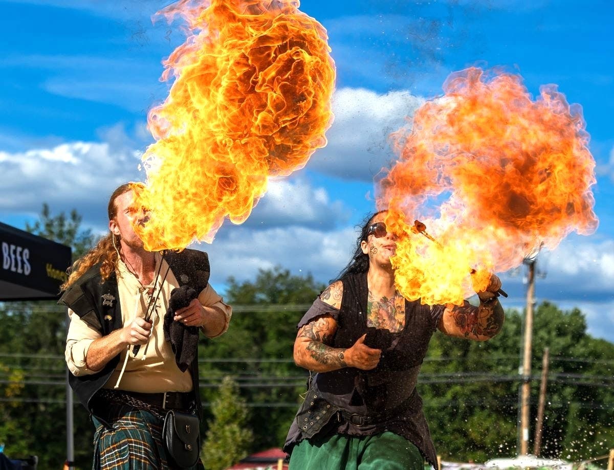 Daniel GreenWolf and Bella will bring Celtic magic and fire breathing to the Bucks County Renaissance Faire this weekend in Doylestown.