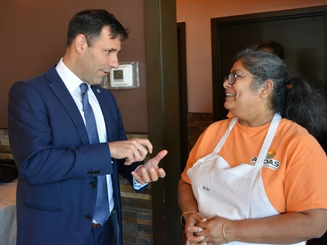 Bucks County District Attorney Joe Khan with Priya Trivedi, owner of Ardas Social Kitchen.