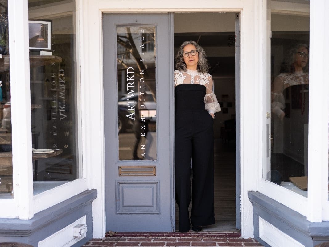 ArtWRKD owner and founder Ashara Shapiro at her Newtown Gallery taken by Messinamartinez.com.