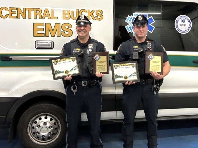 Corporal Interrante and Officer Lucas were recognized with a Lifesaving Recognition Award Thursday night.