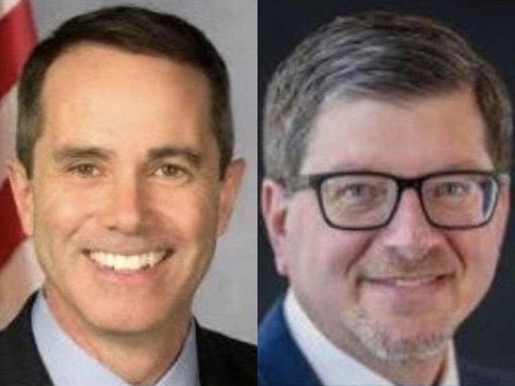 Incumbent Democrat Steve Santarsiero, left, and Republican challenger Greg Bankos.