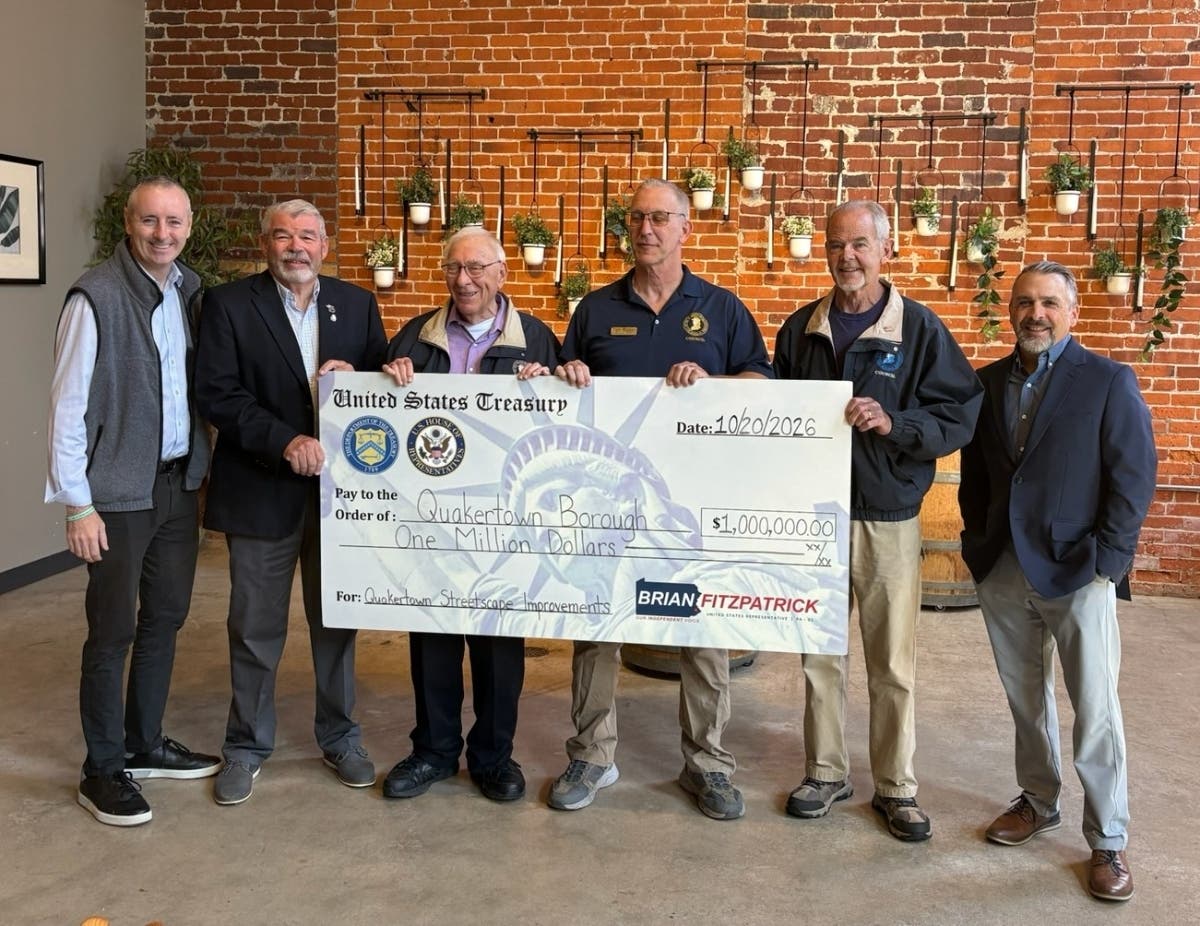 Congressman Brian Fitzpatrick secured $1 million for Quakertown Borough to fund a comprehensive revitalization of its downtown district.