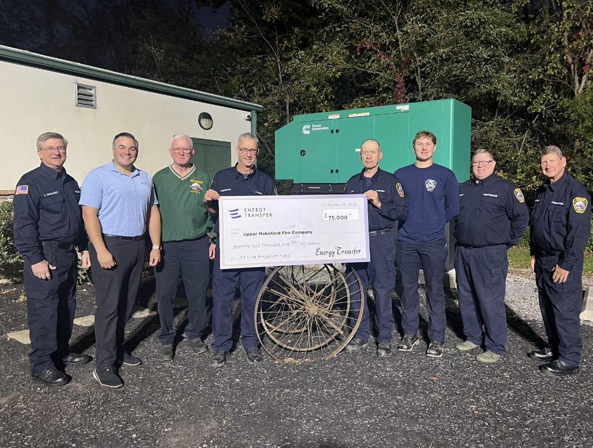 Energy Transfer was at the Taylorsville fire station to present the local firefighters with a $75,000 grant for a new generator.