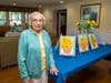 Great Artist, Fannie Farrell, pictured next to her masterpiece of Van Gogh Sunflowers. 