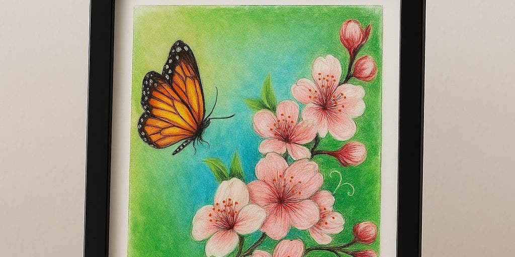 Monarch Butterfly – Oil Pastel Class- (Includes Frame)