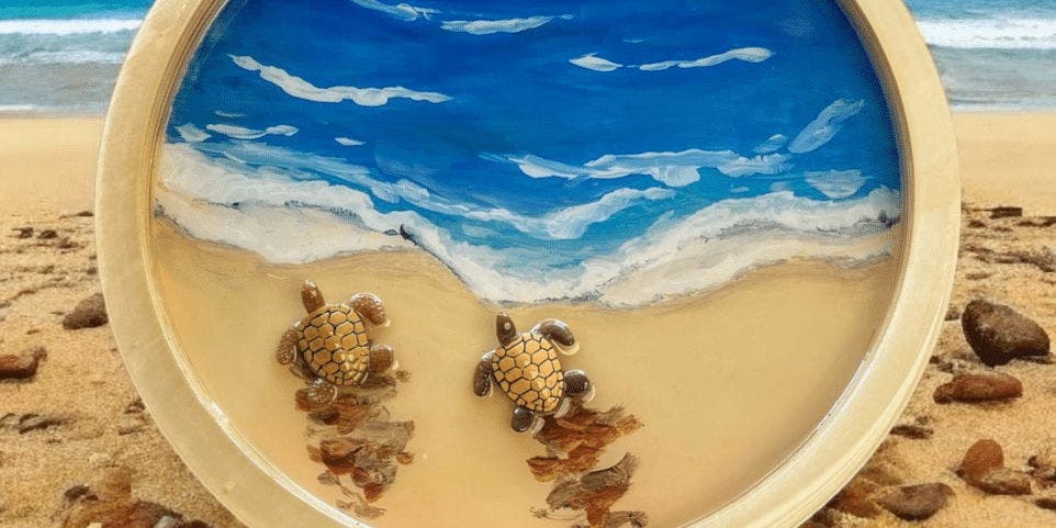 🌻🌹Mother's Day🌹🌻  Beach Escape Resin Tray - Painting Class