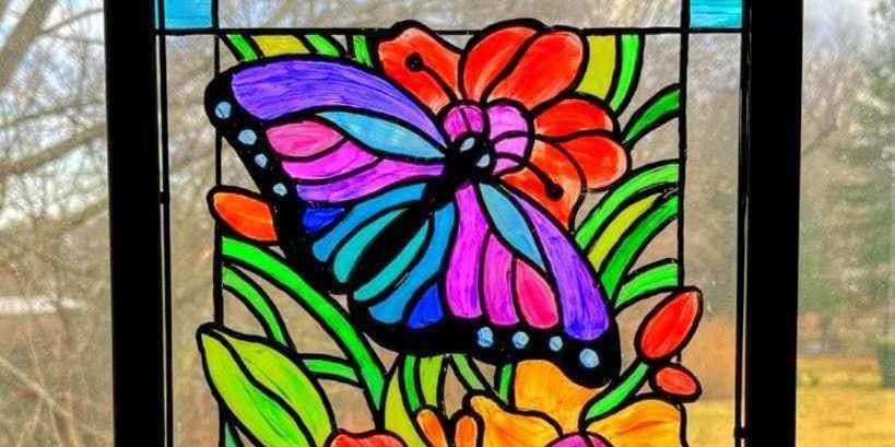 Blissful Butterfly Glass Art -  Painting Class