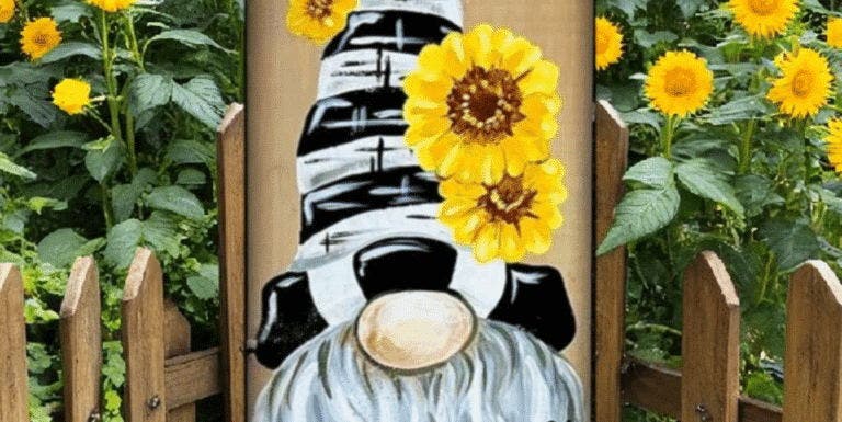 Sunny Gnome Wooden Sign  - Painting Class