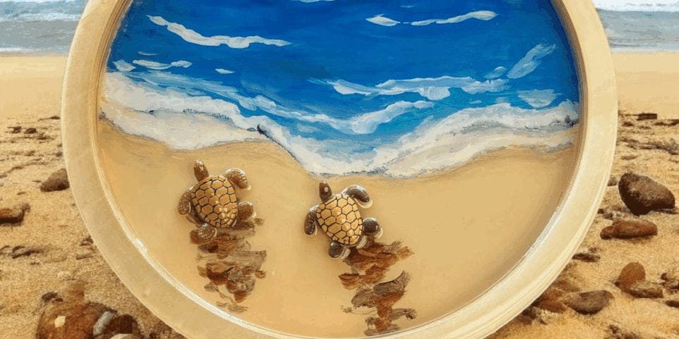 Beach Escape Resin Charcuterie Board -  Painting Class