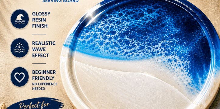 Coastal Waves - Charcuterie Resin Tray! - Painting Class