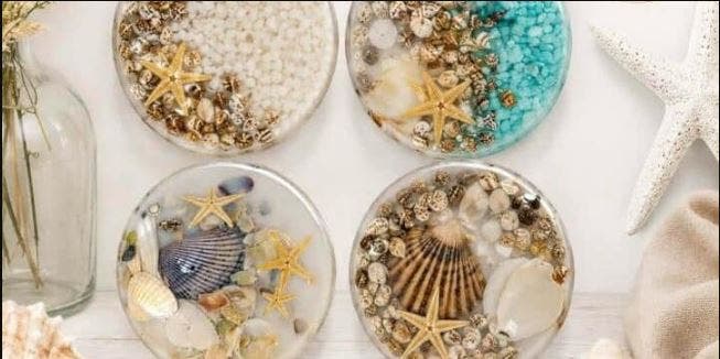 Coastal Resin Coaster Set