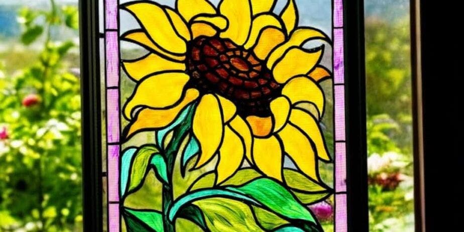 Golden Glow Sunflower Glass Art - Painting Class