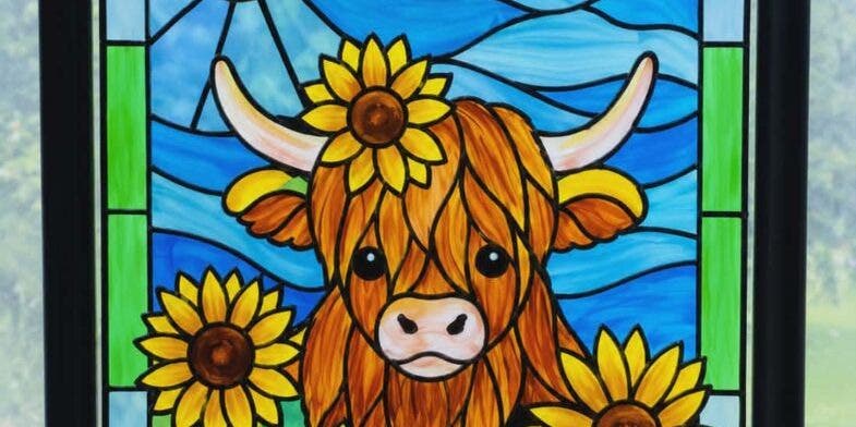 Highland In Bloom ( Glass Art) - Painting Class