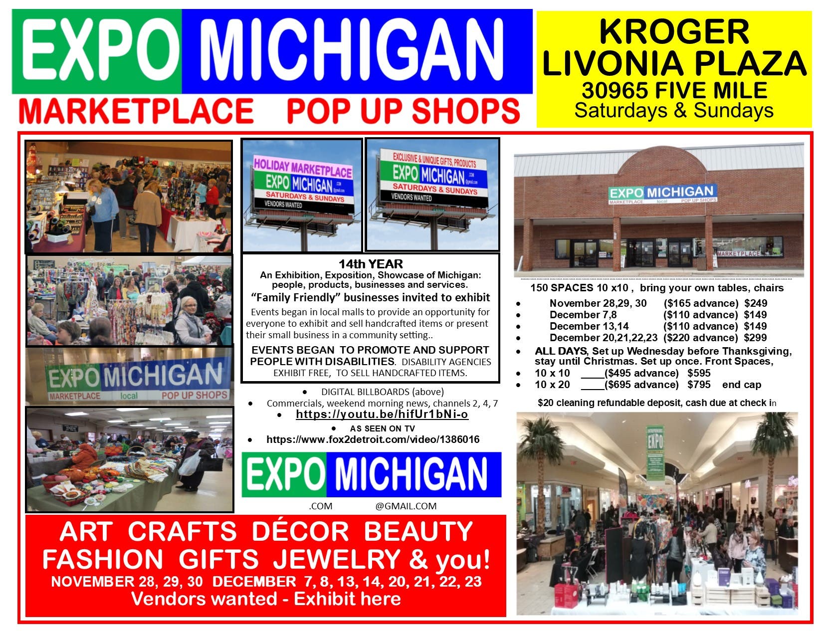 150 crafters, vendors, exhibitors wanted:  EXPO MICHIGAN MARKETPLACE