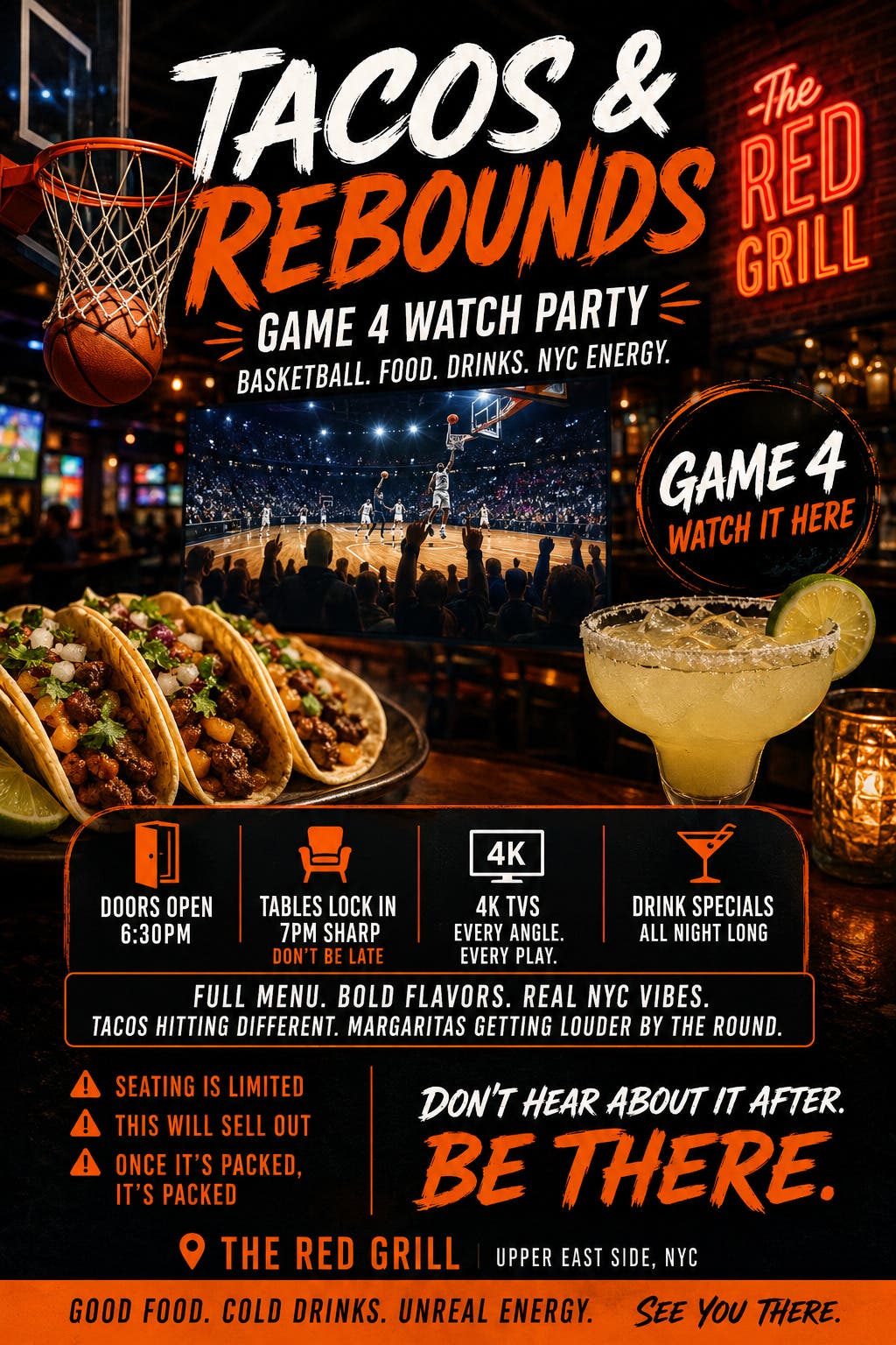 Tacos & Rebounds: Game 4 Watch Party at The Red Grill