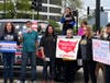 Sheila Rawat speaks at the Democracy is Not for Sale Protest in front of Congressman Raja Krishnamoorthi's office on May 21, 2022