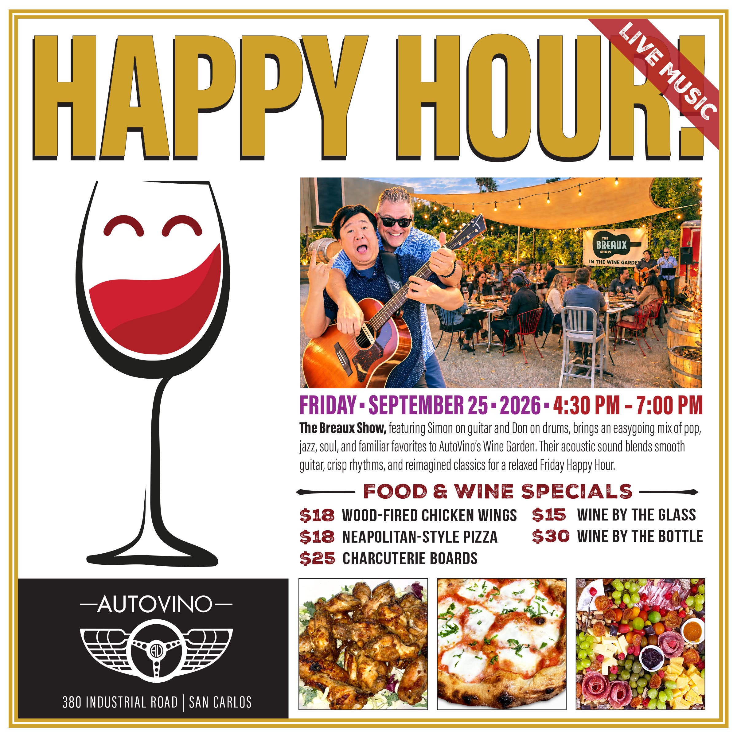 Live Music, Pizza & Wine at AutoVino’s Friday Happy Hour