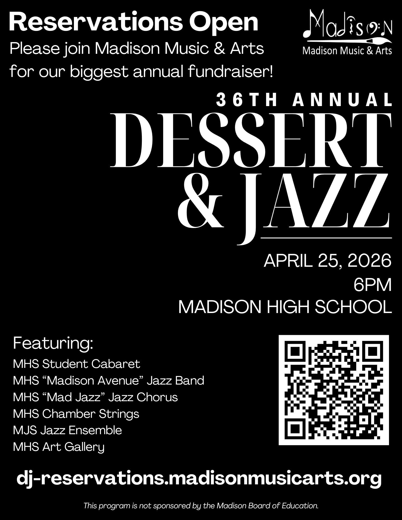 Dessert & Jazz Fundraiser for the Arts in Madison Schools