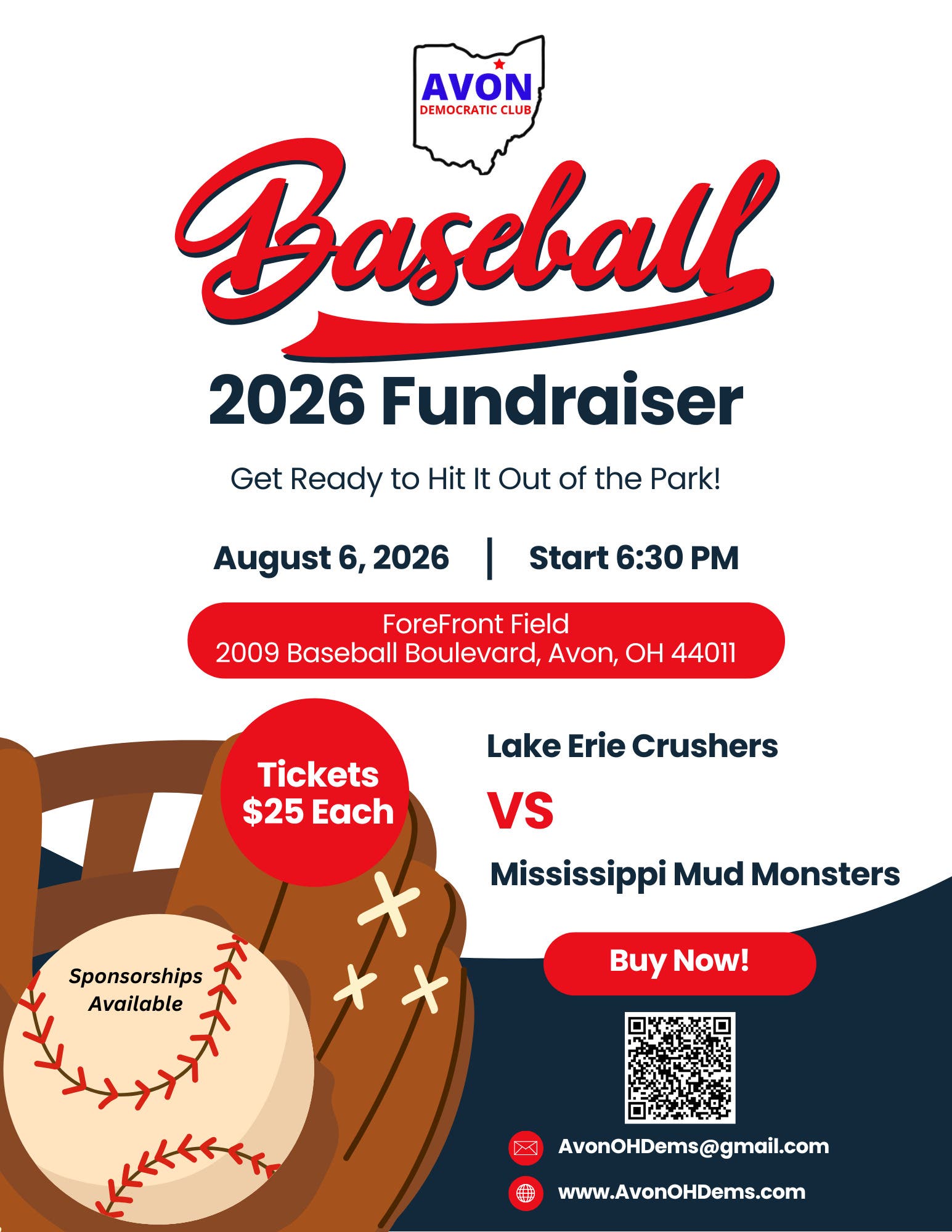Avon Democratic Club Holds Annual Baseball Fundraiser on August 6 at 6:30 p.m.