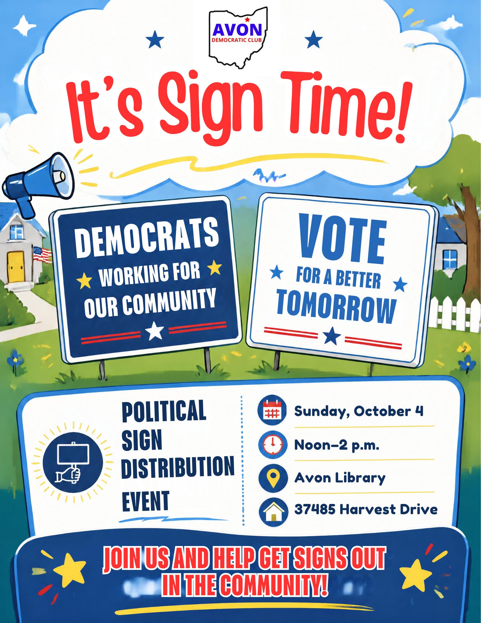 Avon Democratic Club Holds Political Sign Distribution Event