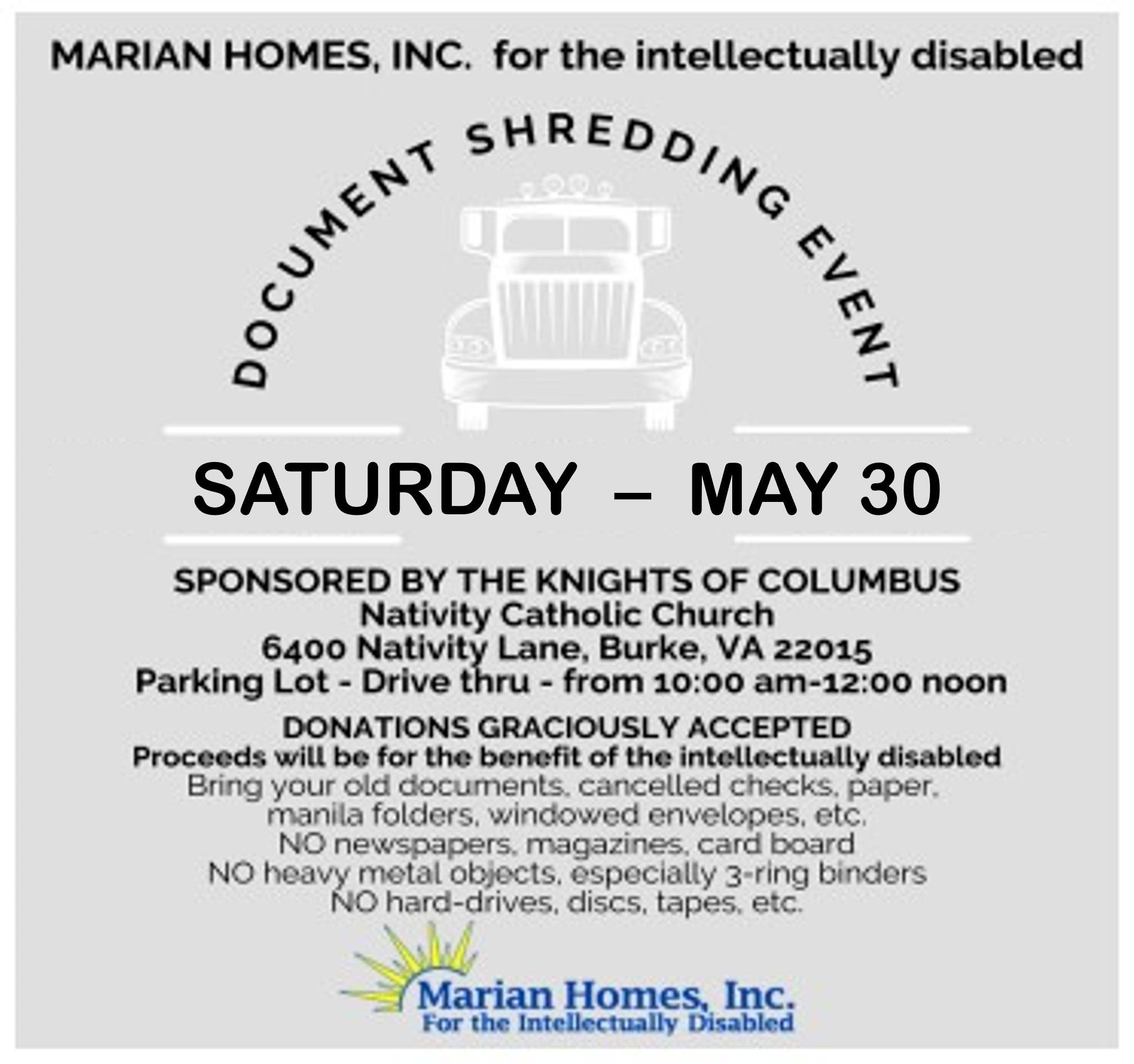 Marian Homes Charity Shredding Event